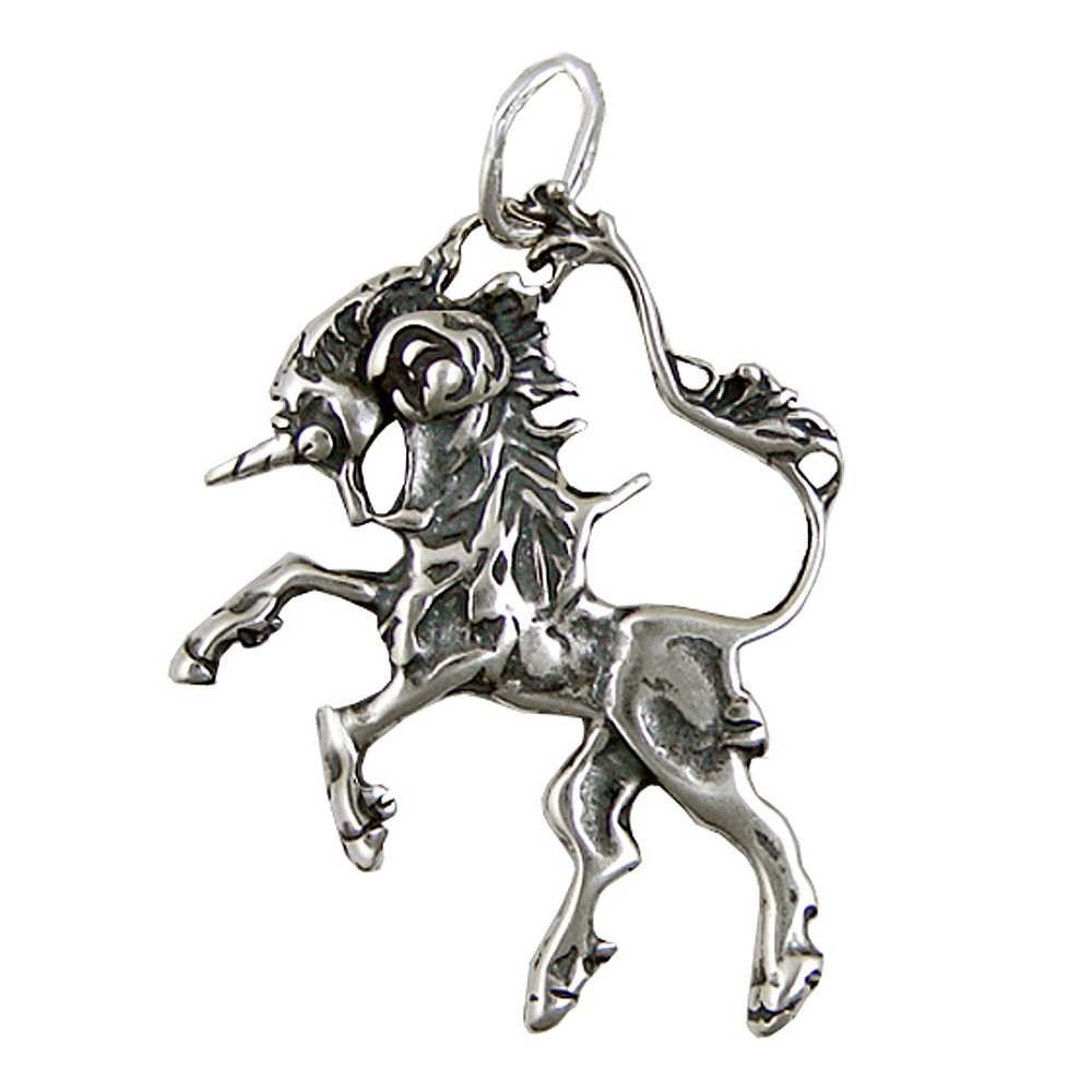 Sterling Silver Rampant Rose Unicorn Charm