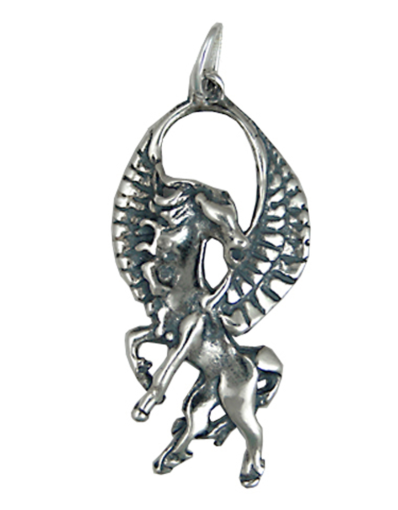 Sterling Silver Standing Pegasus Winged Horse Charm