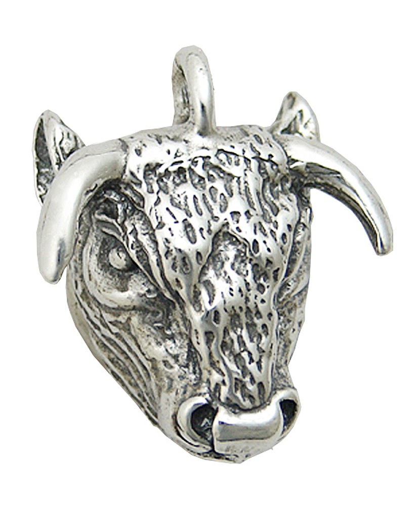 Sterling Silver Taurus Horned Bull Pendant