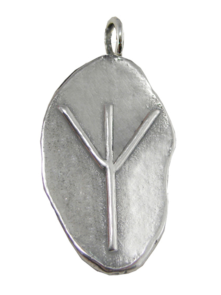 Sterling Silver Algiz Elhaz Rune Pendant Symbol For Protection And Friendship