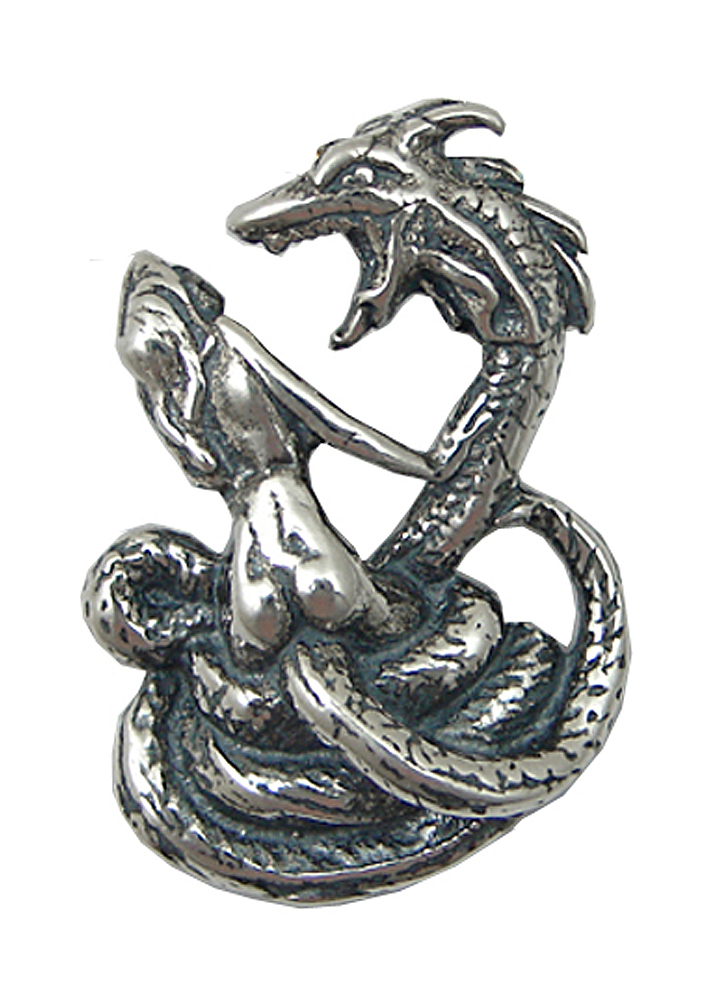 Sterling Silver Dragon Pendant With Woman
