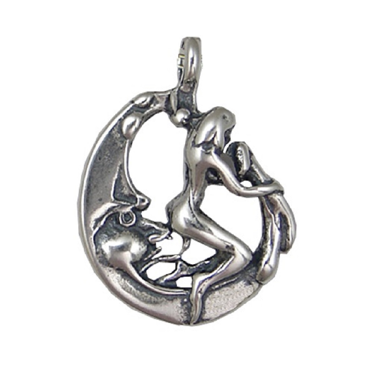 Sterling Silver Slightly Naughty Woman on the Moon Pendant