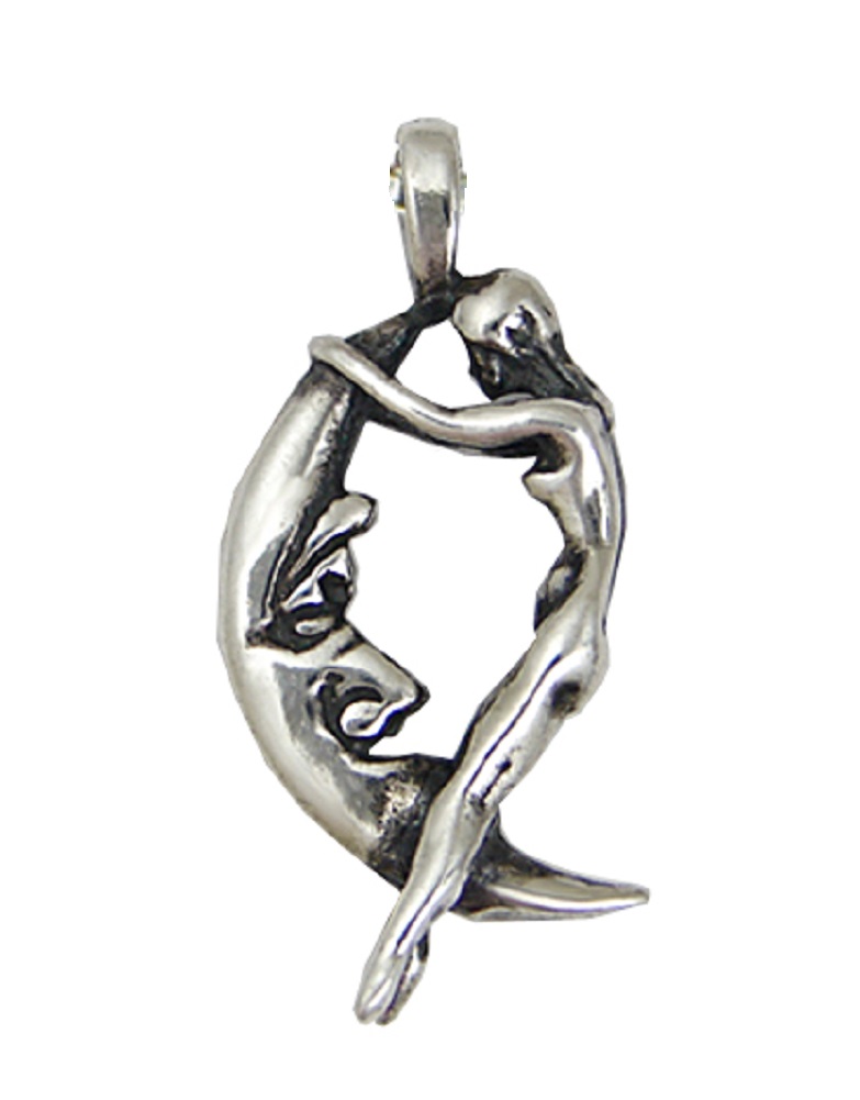 Sterling Silver Slightly Naughty Woman on the Moon Pendant