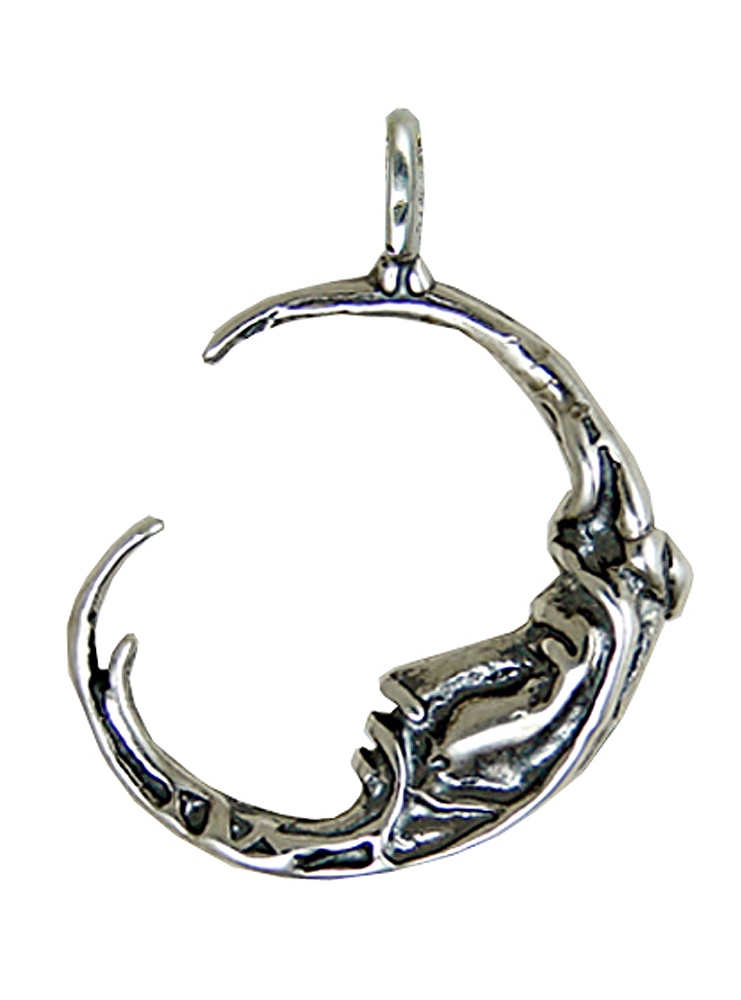 Sterling Silver Crescent Man in the Moon Face Charm