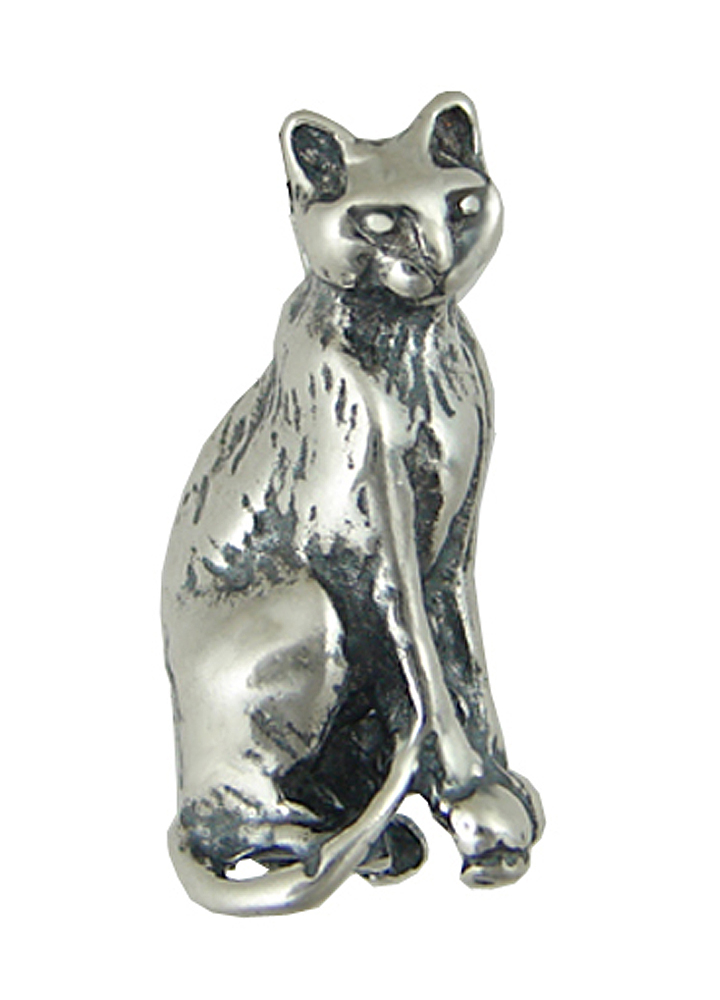 Sterling Silver Full Body Proud Sitting Cat Charm