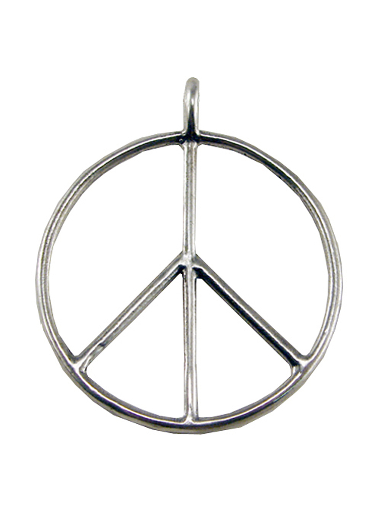 Sterling Silver Peace Sign Symbol Pendant Large Size