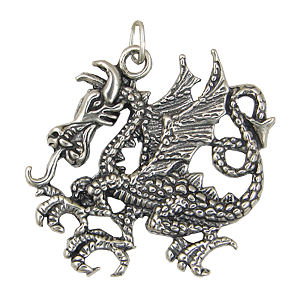 Sterling Silver Detailed Dragon Charm
