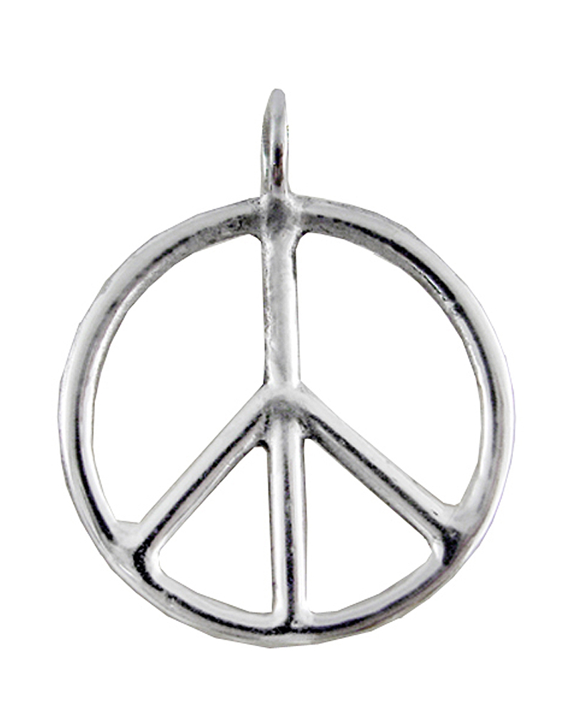 Sterling Silver Large Peace Sign Symbol Pendant