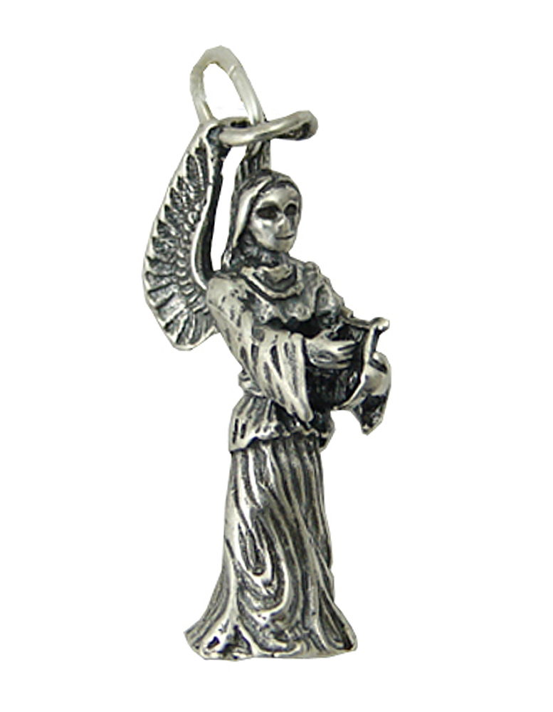 Sterling Silver Standing Harping Angel Charm