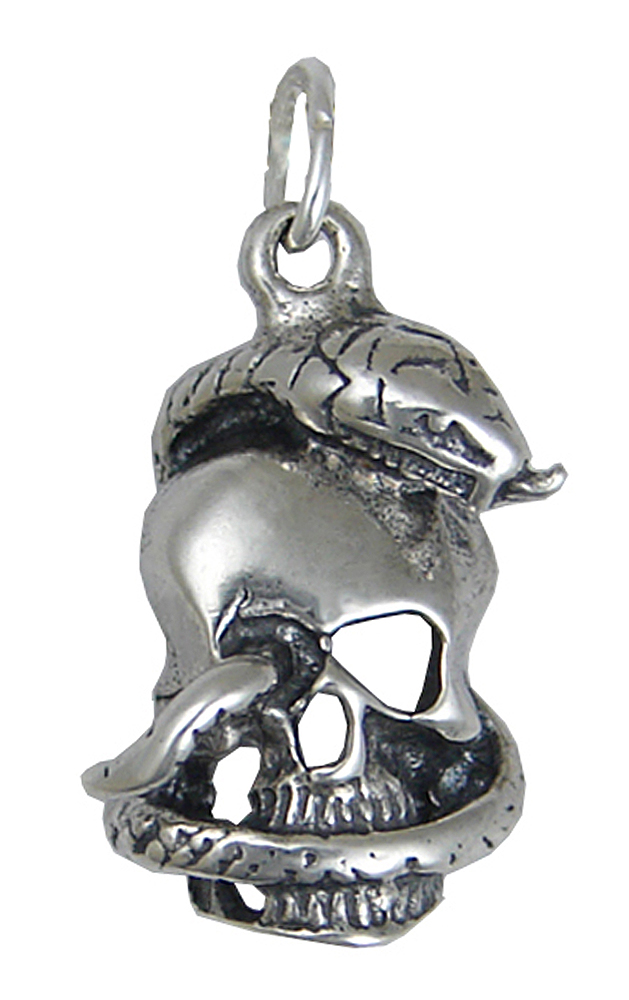 Sterling Silver Skull And Snake Charm