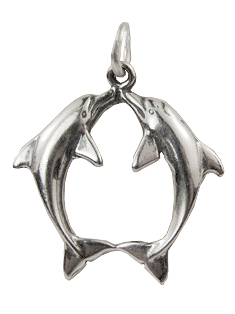 Sterling Silver Kissing Dolphins Charm