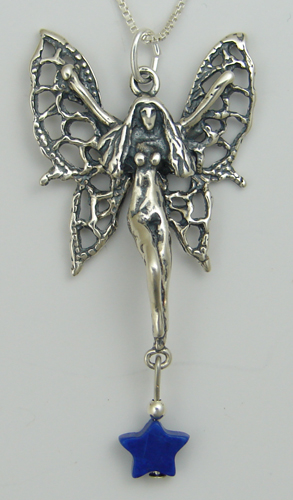 Sterling Silver Filigree Flying Fairy Pendant