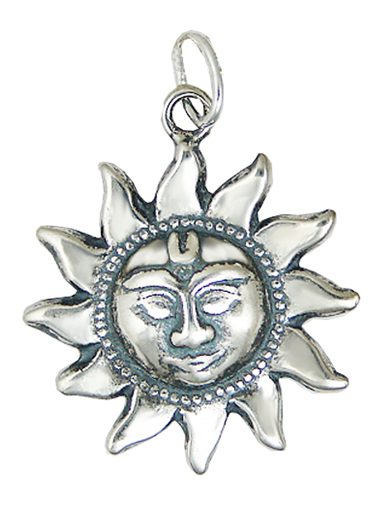 Sterling Silver Radiating Faced Sun Charm