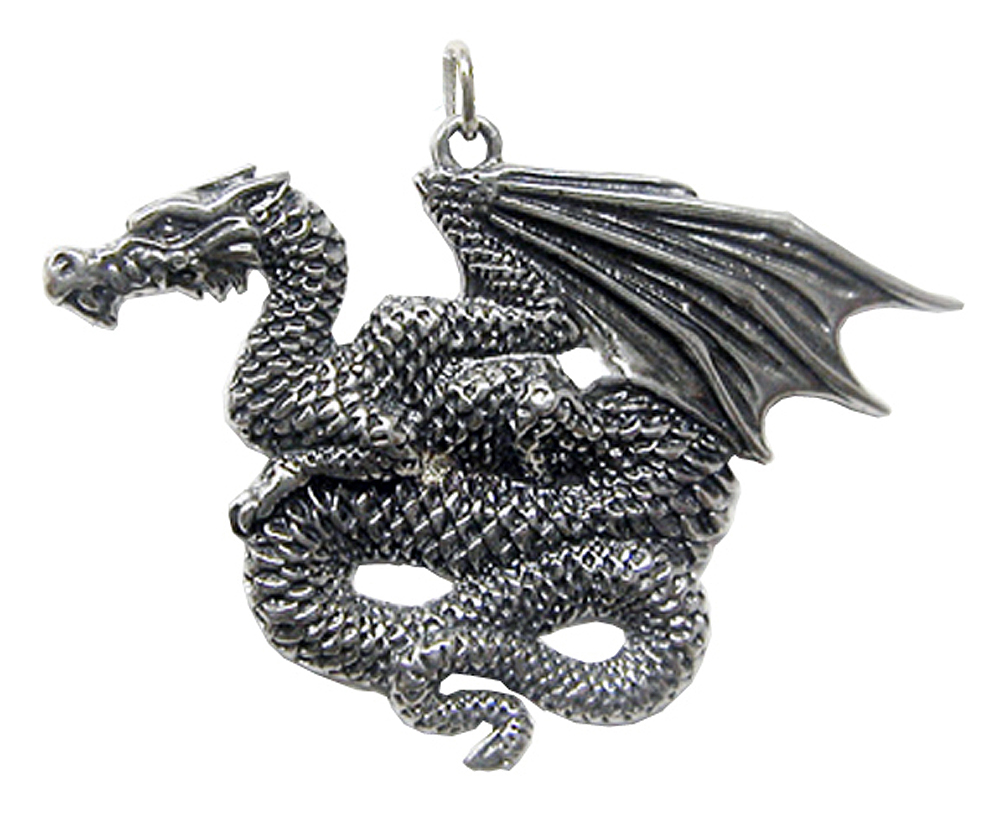 Sterling Silver Magnificient Detailed Dragon Charm