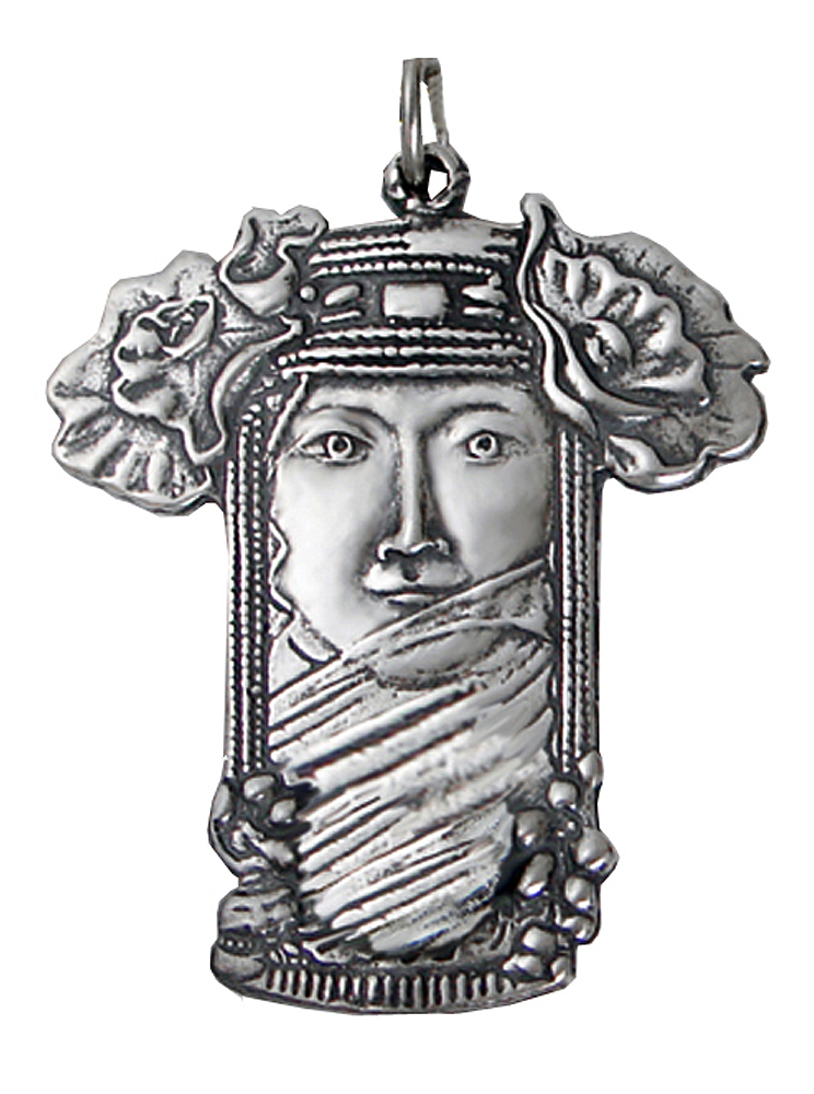 Sterling Silver Veiled Flowered Woman Charm