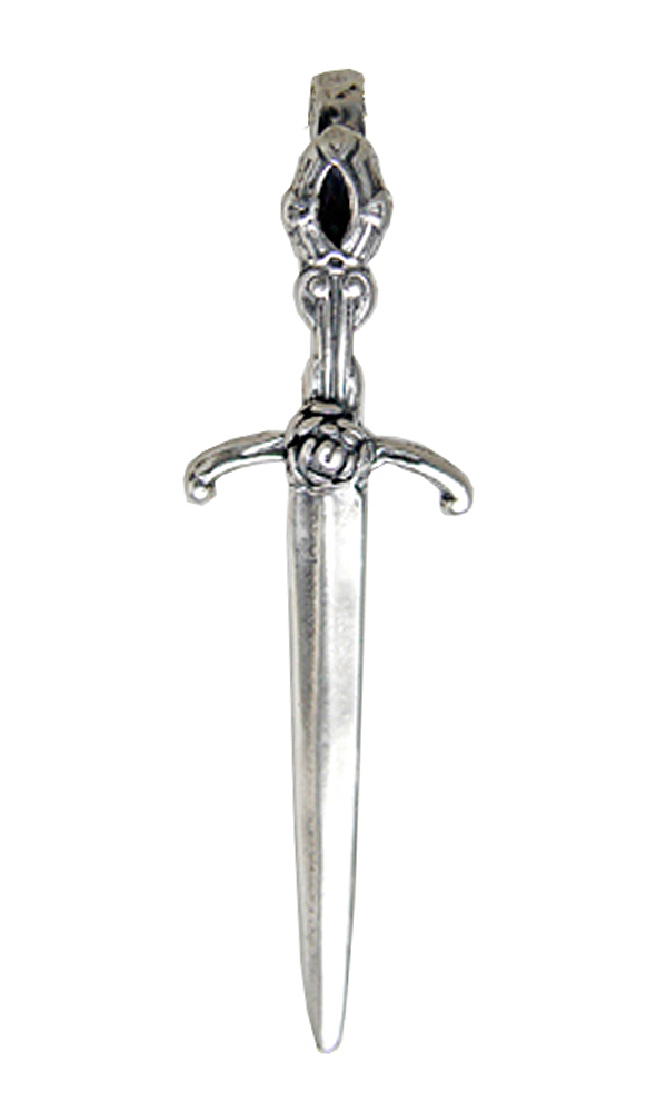 Sterling Silver Medieval Sword of the Rose Pendant