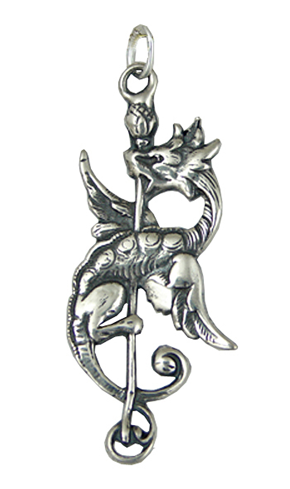 Sterling Silver Celtic Dragon Crest Charm