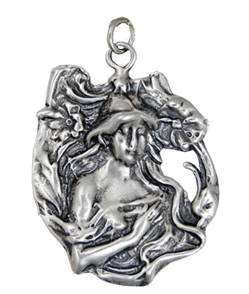 Sterling Silver Woman In Flower Garden Charm