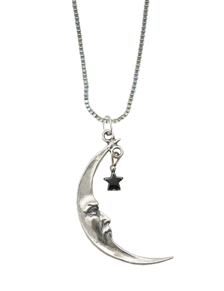 Sterling Silver Moon Pendant With Little Star