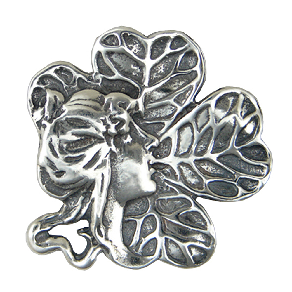 Sterling Silver Lucky In Love Woman With Four Leaf Clover Pendant