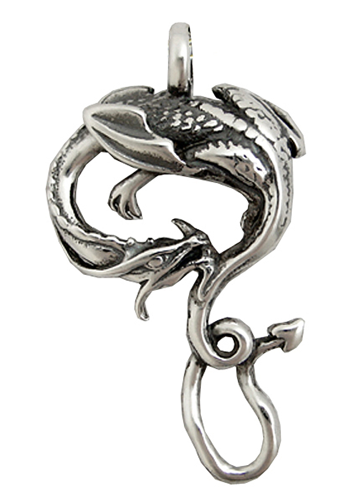 Sterling Silver Wary Dragon Pendant