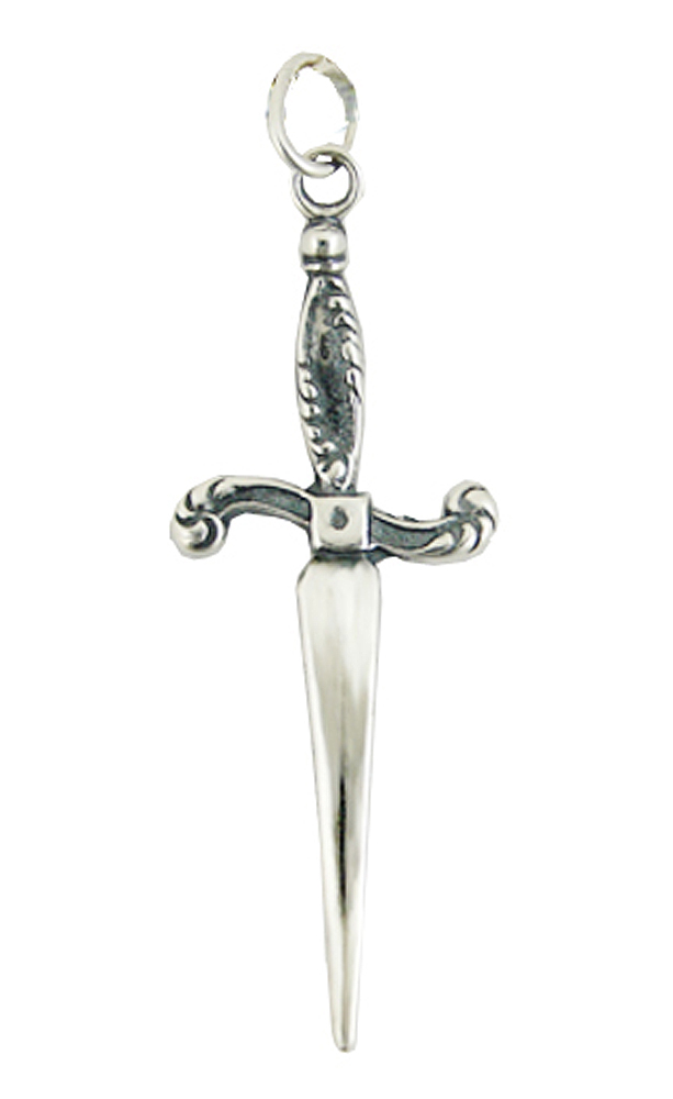 Sterling Silver Detailed Onesided Knife Dagger Charm