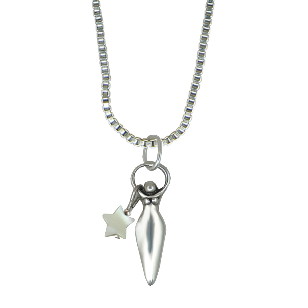 Sterling Silver Petite Goddess Symbol Pendant with Mother of Pearl Star