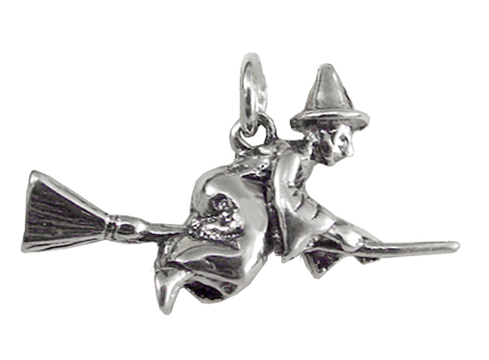 Sterling Silver Little Witch On Broom Charm