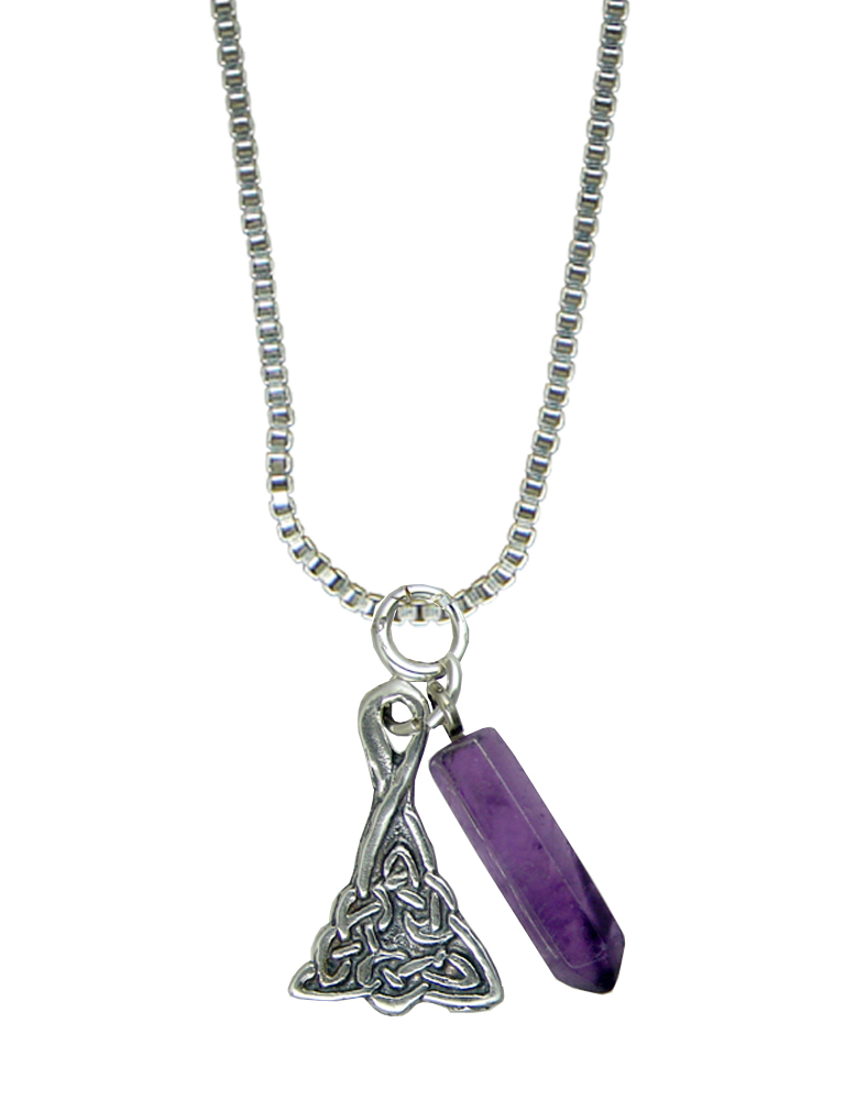 Sterling Silver Celtic Knot And a Quartz Crystal Pendant Necklace