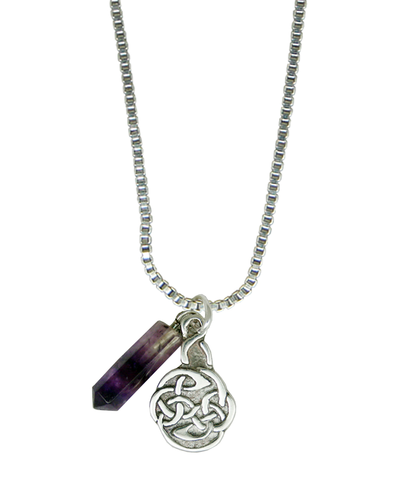 Sterling Silver Celtic Knot And a Quartz Crystal Pendant Necklace
