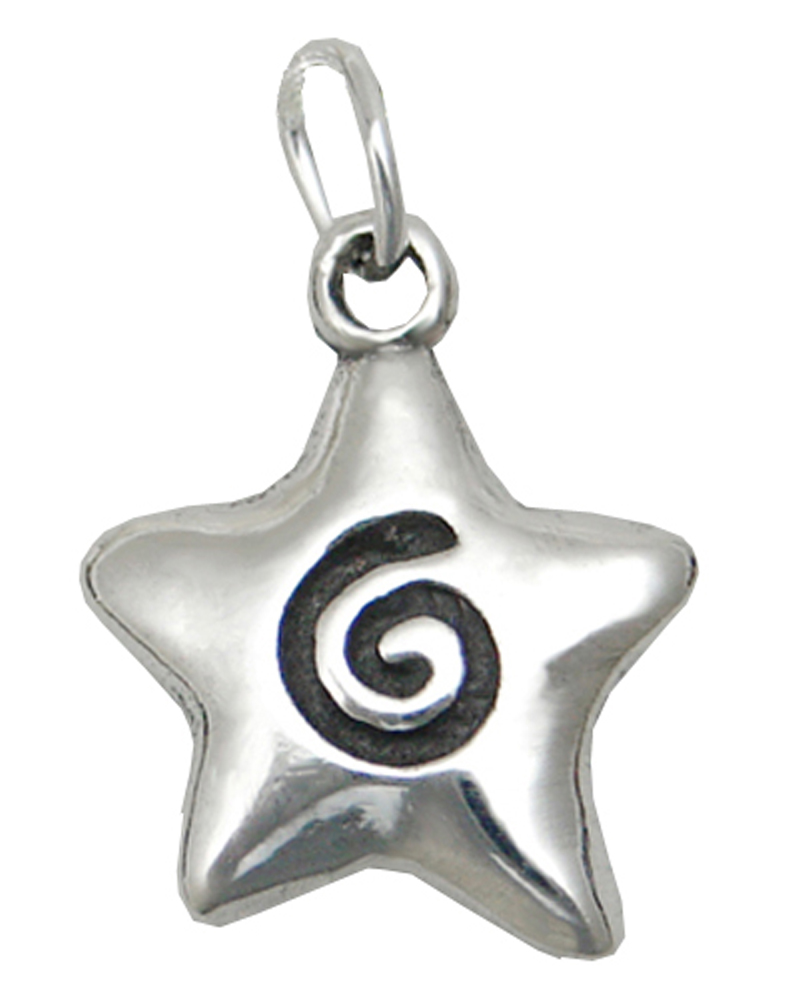 Sterling Silver Spiral Symbol of Life Star Charm
