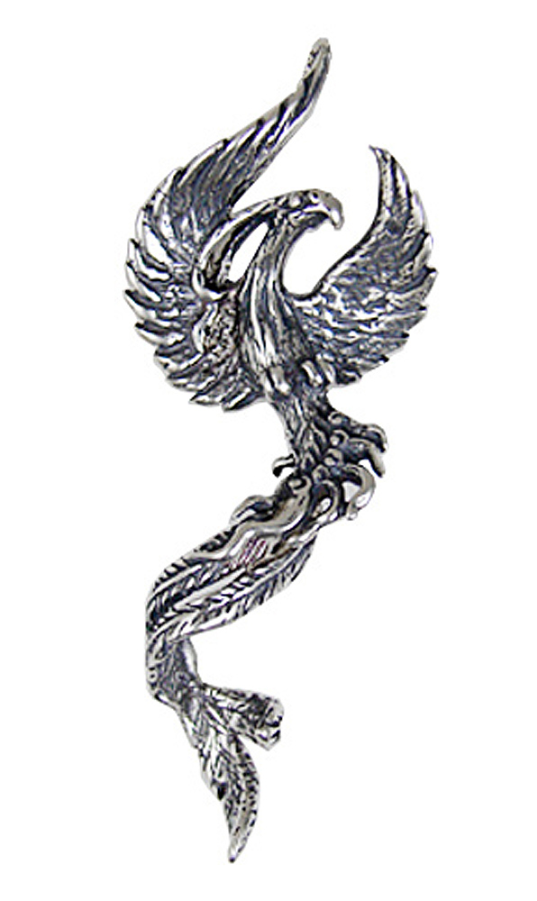 Sterling Silver Phoenix Fantasy Bird Pendant