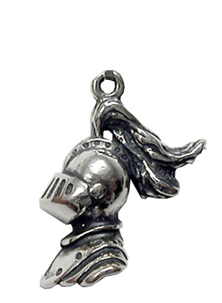 Sterling Silver Little Knight In Shining Armor Charm (Solid Flat Backside)