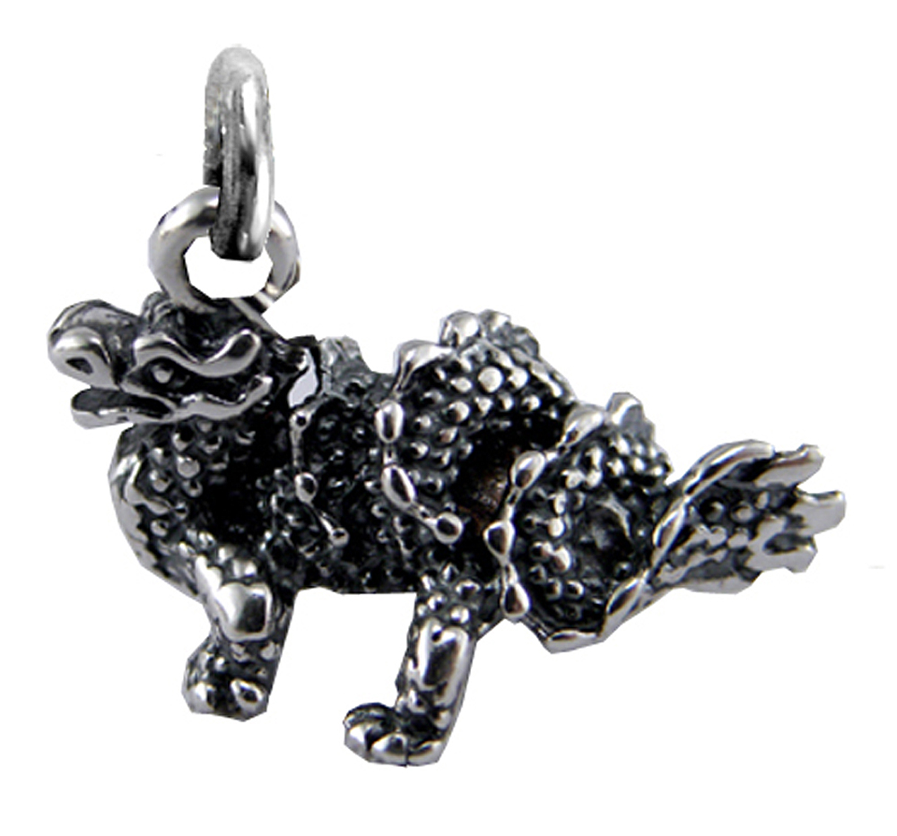 Sterling Silver 3D Curled Dragon Charm