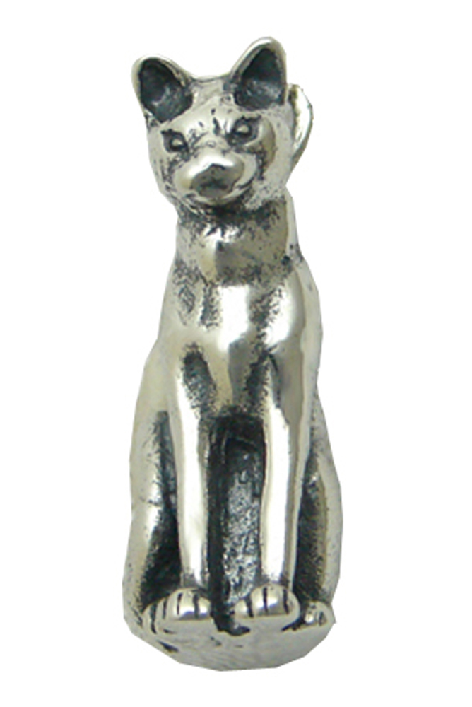 Sterling Silver Sitting Regal Kitty Cat Charm