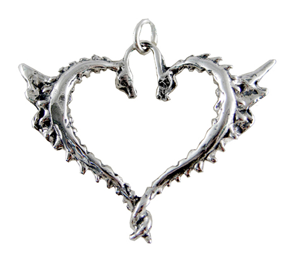 Sterling Silver Wyvern Dragon Heart Pendant