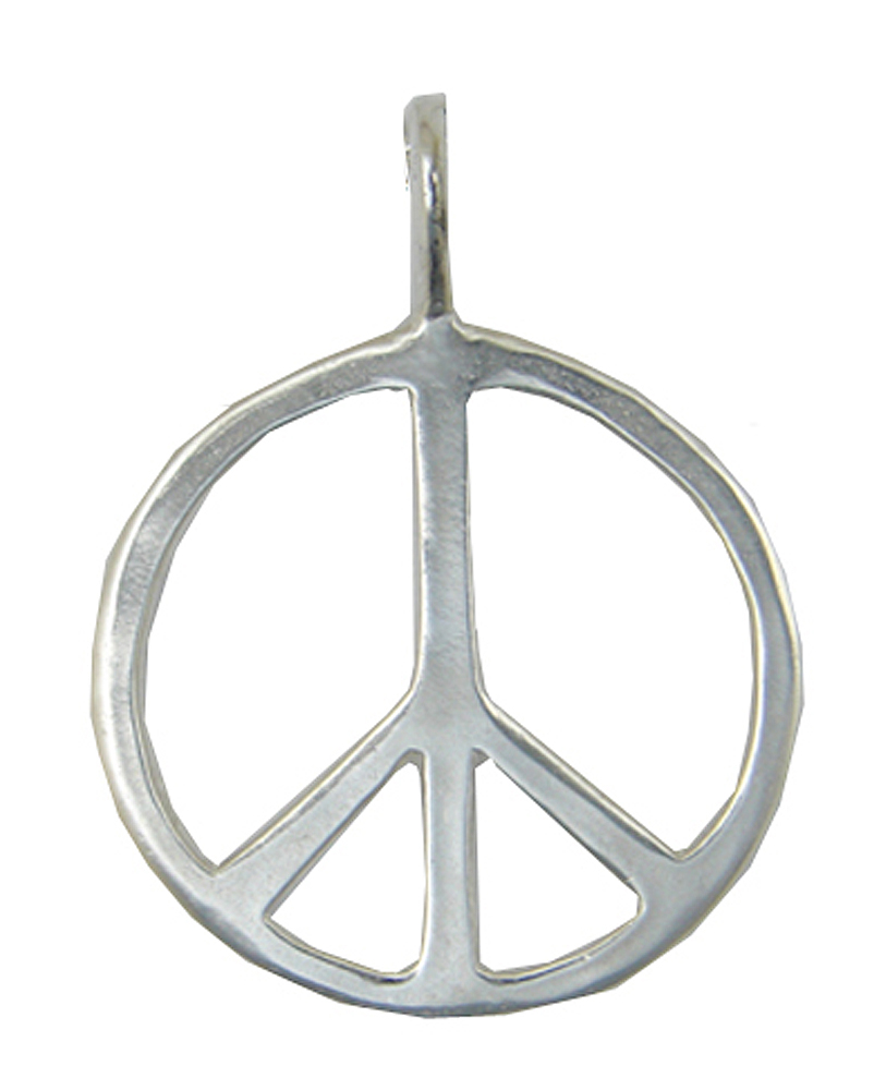 Sterling Silver Flat Plain Peace Sign Symbol Pendant