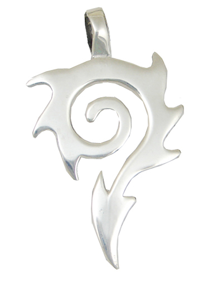 Sterling Silver Tribal Design Dragon Tail Pendant