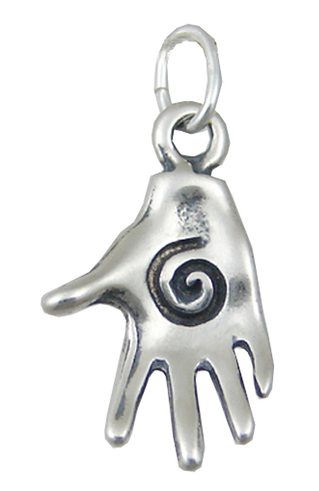 Sterling Silver Spiral Of Life Healing Hand Charm