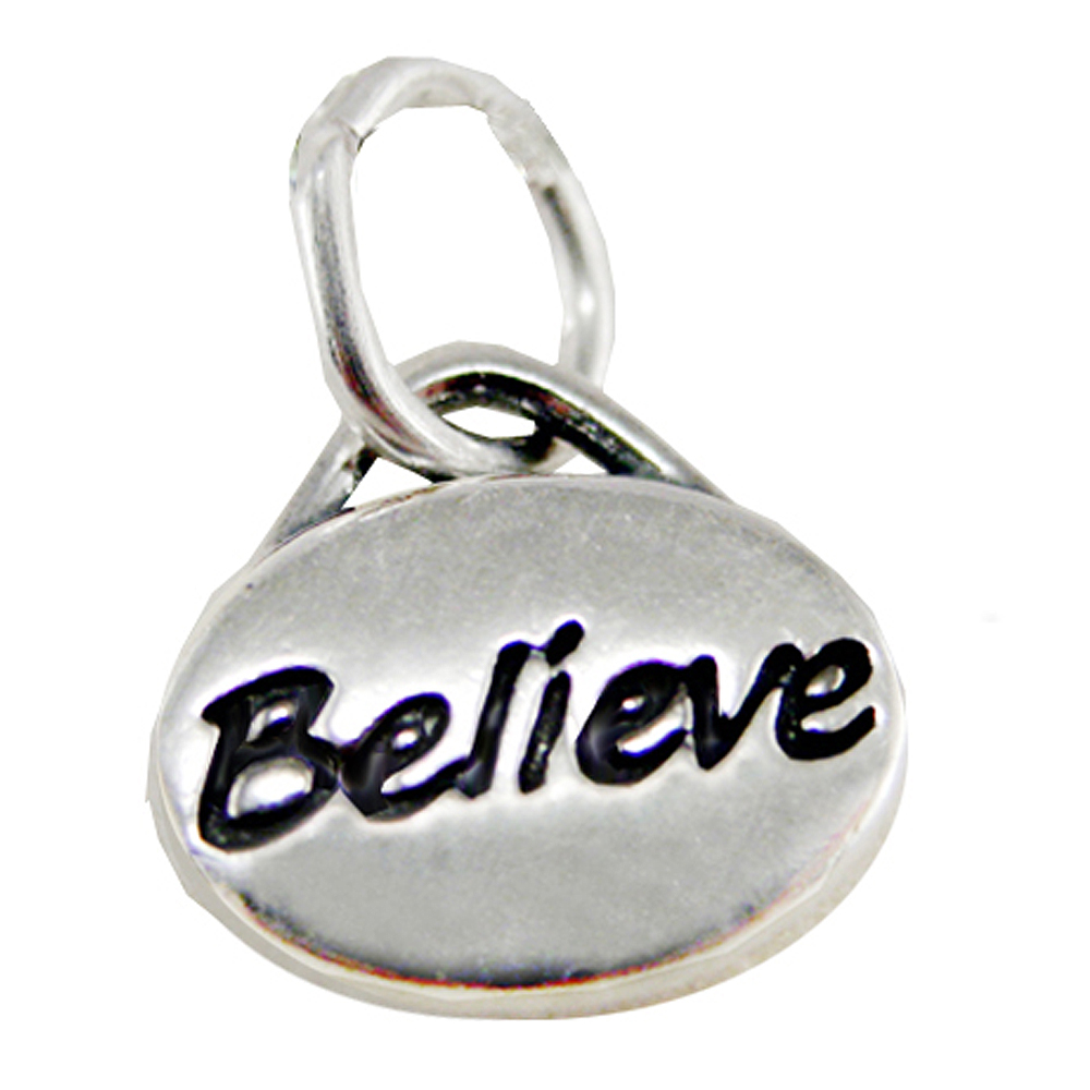 Sterling Silver "Believe" Message Word Charm
