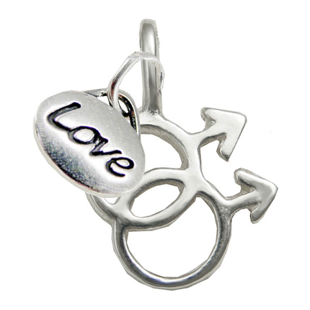 Sterling Silver Gay Male Symbol Love Pendant