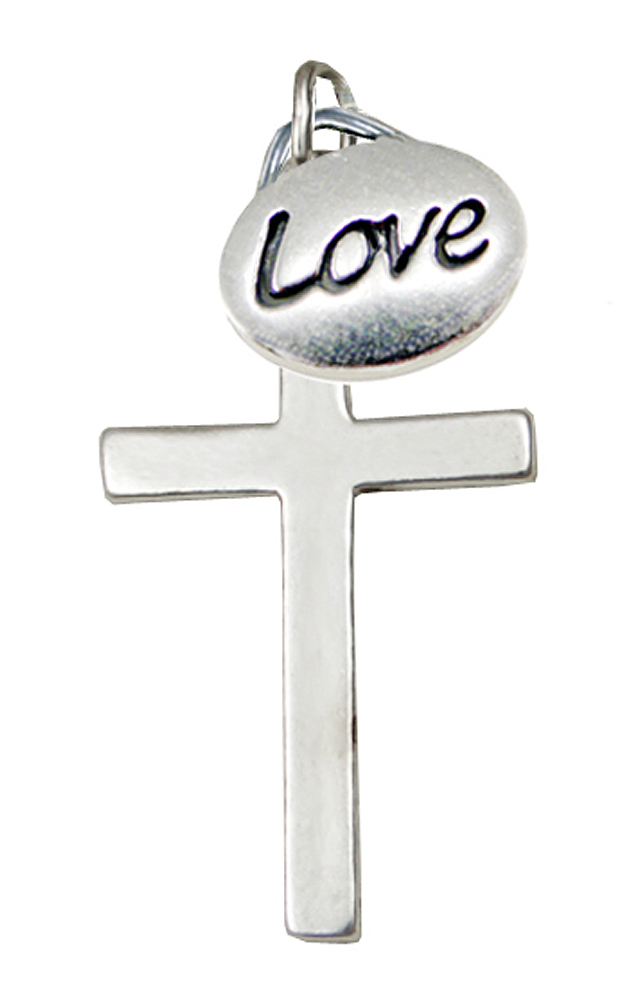 Sterling Silver Cross And "Love" Message Word Charm