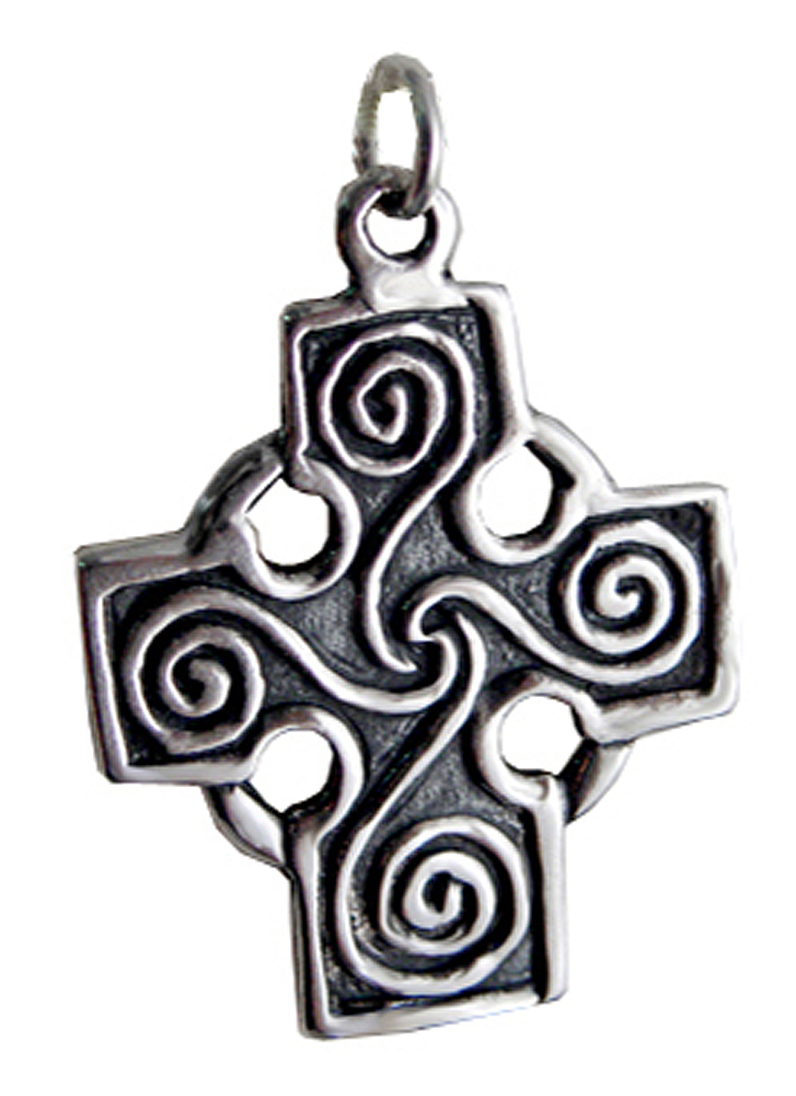 Sterling Silver Celtic Spirals Cross Charm