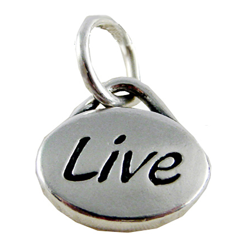 Sterling Silver "Live" Message Word Charm
