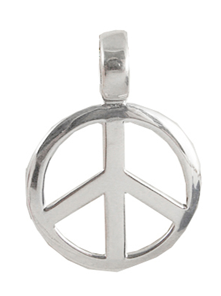 Sterling Silver Two Sided Plain Or Etched Flat Peace Sign Symbol Pendant