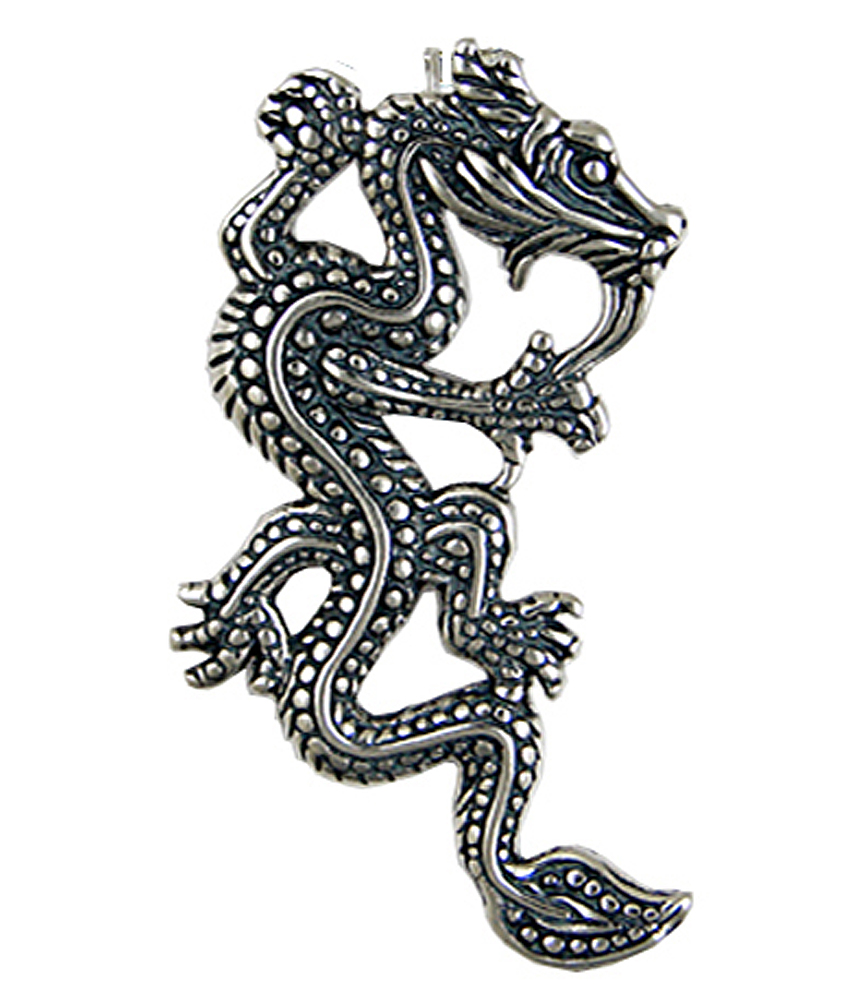 Sterling Silver Antiqued Detailed Bearded Dragon Pendant