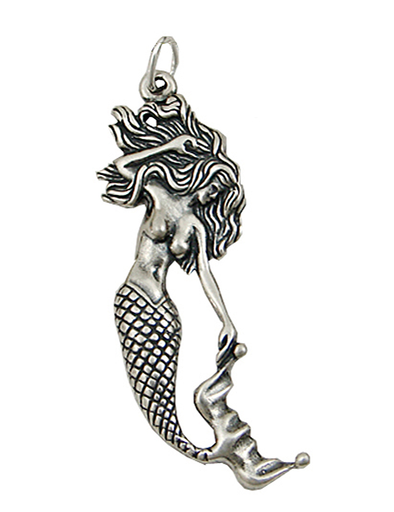 Sterling Silver Detailed Mermaid Charm