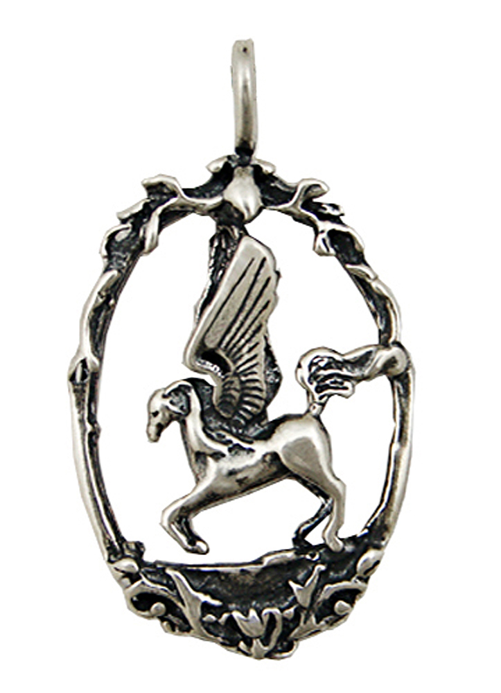 Sterling Silver Winged Horse Pegasus Pendant