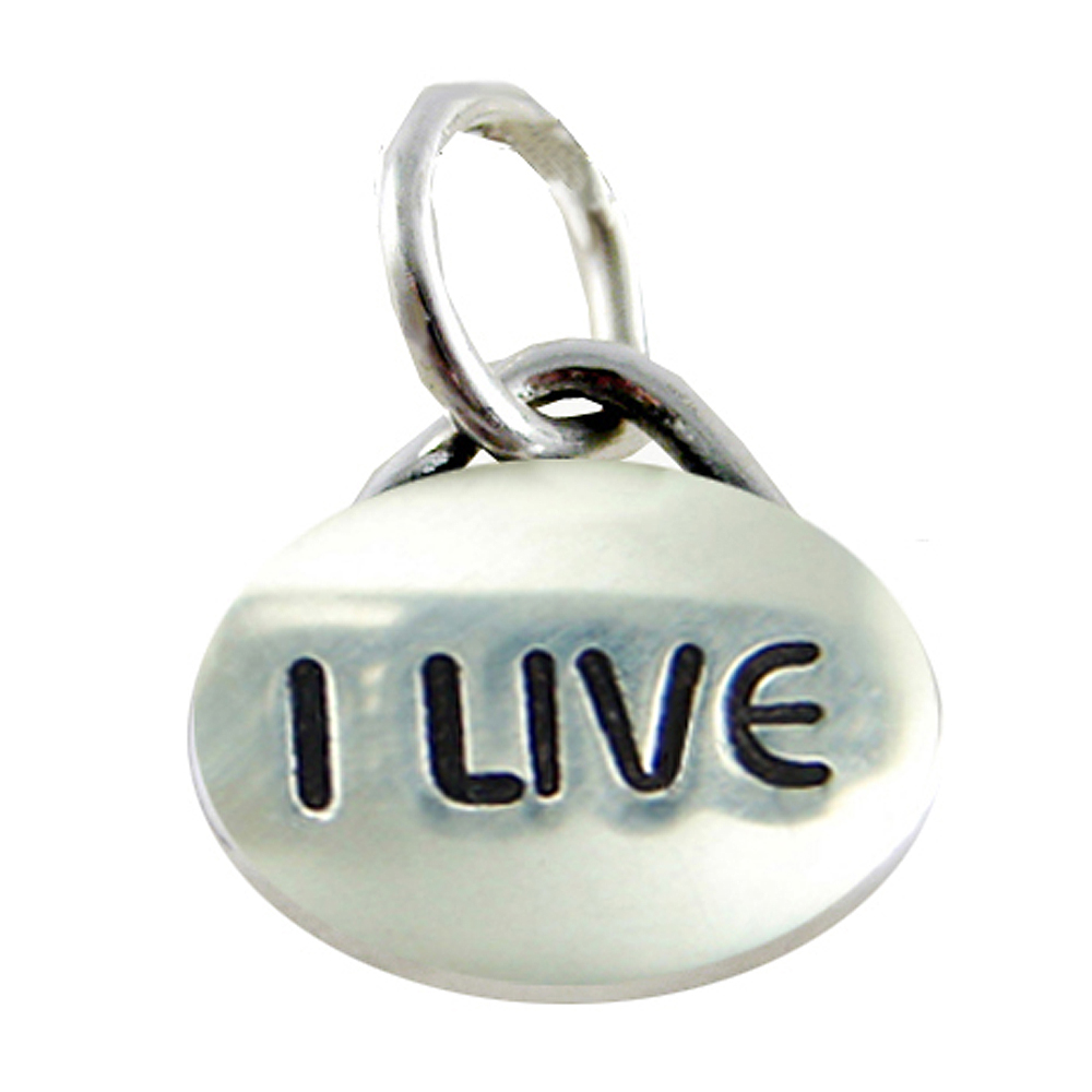 Sterling Silver I Live Message Word Charm