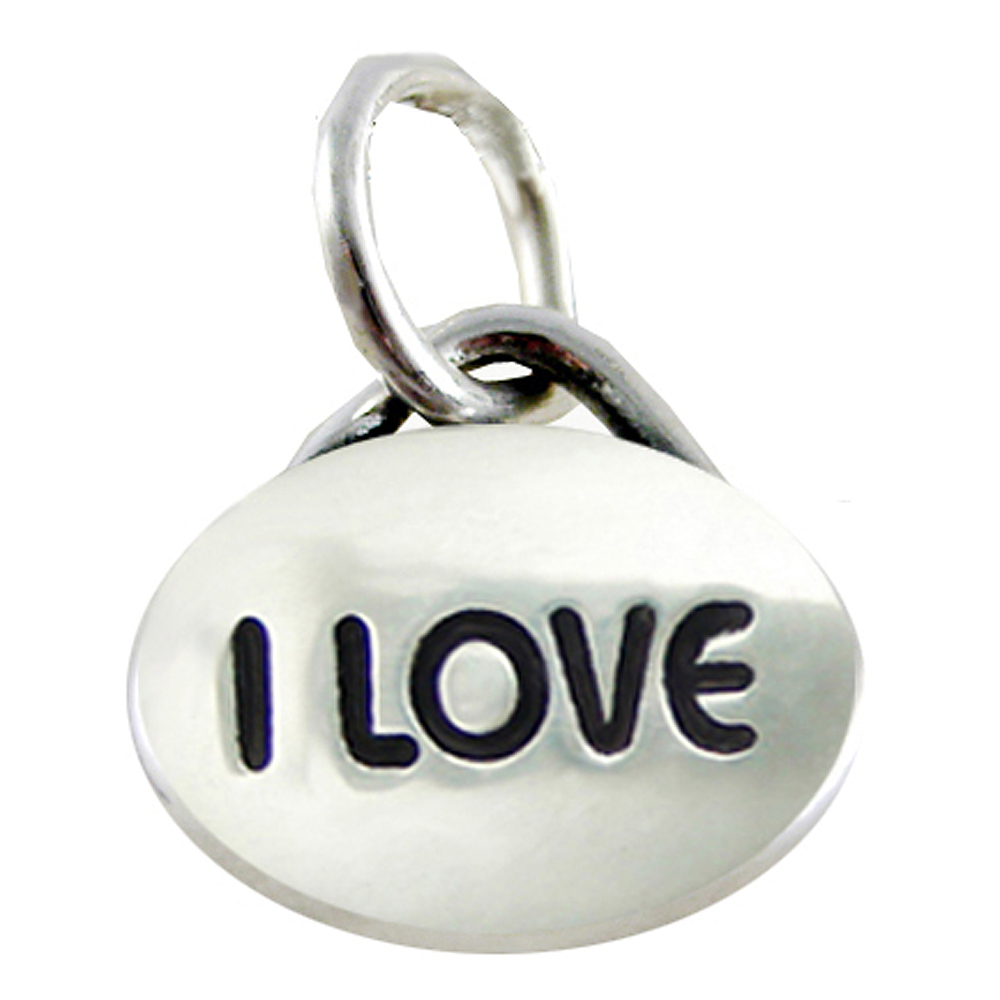 Sterling Silver I Love Message Word Charm